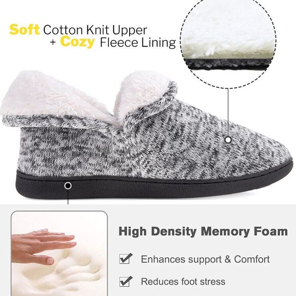 Women Slippers 6 Warm Fleece House Shoes Memory Foam - Picture 3 of 7